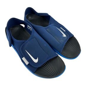 Nike Sunray Protect 3 Sandals Navy Blue White Hook &‎ Loop Closure Youth 6Y
